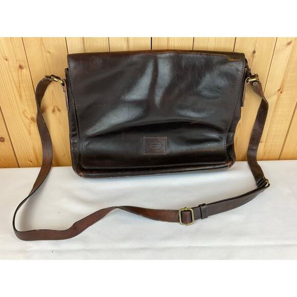 De Martino Sorrento Fine Italian Leather Crossbody Vintage Bag, about 16 x 12 in